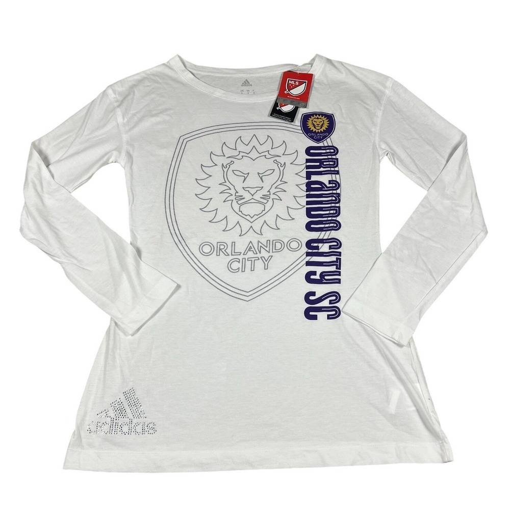Adidas Orlando City SC MLS Womens Long Sleeve T-Shirt White Size Small NEW
